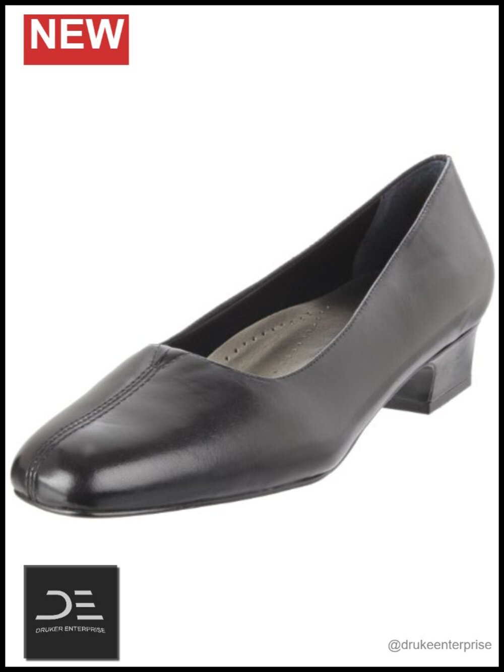 Leather Low Block Heel Pumps Comfortable Pull-On Wedding